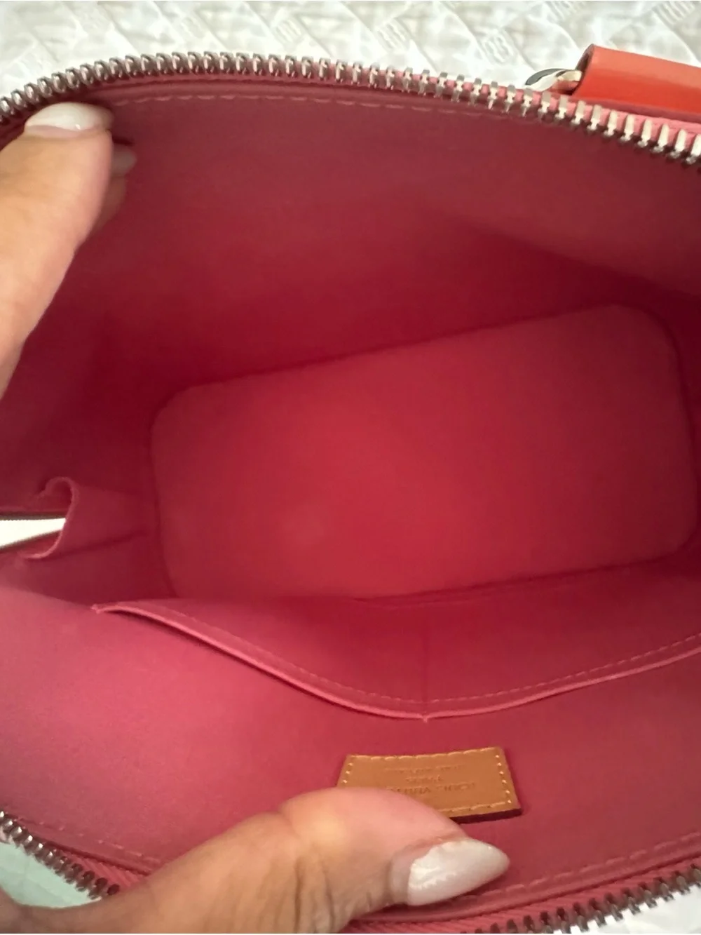Louis Vuitton Coral Vernis Alma Satchel